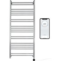 Electric Tokyo Heated Towel Rail Smart WiFi 500mm W x 1200mm H Controlled Stainless Steel Square Tube 7 Day Programmable Timer App Compatibility