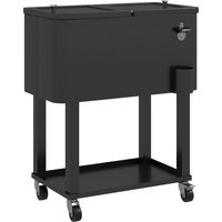 Carro Nevera con Ruedas Abrebotellas y Estante 56L para Patio Fiesta Terraza 67x35x80 cm Negro