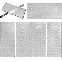 Set of 5 Diamond Sharpening Stones, Diamond Knife Sharpening Plates 200/400/600/1000/2000 Grit, Honeycomb Surface with Non-Slip Base for Scissors, Knives, and Tools