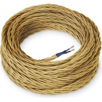 Amarcords - Cavo elettrico tessile colore ORO, trecciato, seta, 5 metri, a 2 conduttori 2x0,75 - Filo rivestito in tessuto colorato vintage per lampade lampadari applique e abat jour.