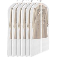 Garment Bags for Hanging Clothes, 6 PCs Clear Garment Bag, Dustproof Suit Bag, Zippered Garment Covers for Closet Storage and Travel