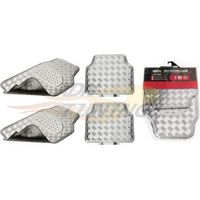 Jeu de 4 Tapis de sol PVC Look Aluminium - Universels - Chrome