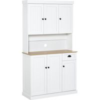 Mobile Dispensa Cucina in Legno con Armadietti e Cassetto Stile Country, 101x39x180cm, Bianco