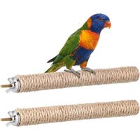 2 PCS Bird Perches for Cage Parrot Perch Natural Bird-Perches with Rope Wood Parrot Perch Stand Rope Perches for Bird-Cages Accessories for Parakeet Cockatiel Budgie Conures Lovebirds