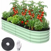 Plate-bande surélevée métal galvanisé 183x91x46 cm fond ouvert bord protecteur caoutchouc adaptée potager légumes fleurs utilisation terrasse balcon jardin