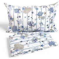 ENSEMBLE de draps MARE Marino CORALLI fond rayé bleu clair en pur coton Un Carré