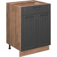 Meuble cuisine Fame-Line, Gris foncé, 60cm avec tiroir, PT Chêne, Vicco