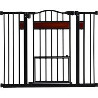 COSTWAY Barrière pour Animaux de Compagnie Extra Large pour Ouvertures de 76 à 104 cm, Barrière Extensible en Métal H76 cm pour Chien, Noir