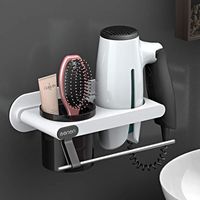 ZOLGINAH Support pour Sèche-Cheveux, Rangement de Salle de Bain pour Toilettes, Support Seche Cheveux Mural sans Poinçonnage, Porte Sèche-Cheveux Multifonctionnel de Salle de Bain 1 Rack de Rangement