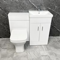 Naomi Vanity Suite 1000mm Bathroom Furniture Basin Sink Unit & Toilet Set White, Without Tap-Without Tap