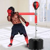 Kit de boxe gonflable réglable pour adulte - Avec support - Entraînement - Poire de boxe - Sac de boxe - Speed Ball - Punching ball - Sac de frappe sur pied - 360° - Barre de spinning