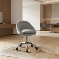 Sedie da scrivania girevoli a 360° con imbottitura, altezza regolabile, piedistallo in metallo, 5 rotelle, grigio chiaro