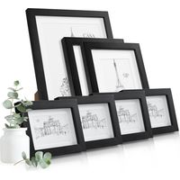 Cadre photo chalcot - casa chic by Blumfeldt - lot de 7 - 3 tailles rectangulaire - bois vériplaque - noir