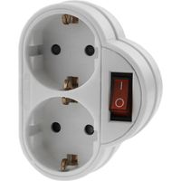 BeMatik - Prise double Schuko blanche 250VAC avec interrupteur