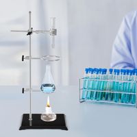 Support de laboratoire 13 x 21 cm, longueur de la tige 50 cm, avec pince à piston réglable, hauteur réglable, pour expériences chimiques et physiques