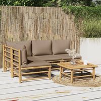 5-tlg. Garten-Lounge-Set mit Kissen Taupe Bambus vidaXL