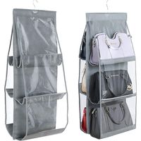 Hanging Storage - Grey, Wardrobe Storage, Closet Organiser System, 6 Dust Bags, Clear Compartments, Non-Woven