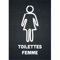 Sticker autocollant "TOILETTES FEMME" format A5 fond noir