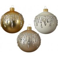 Pallina sfera natalizia vetro MATT assortite con Glitter 8 cm pz 1