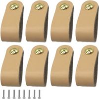 Boutons et poignées de meubles,8 Pièces Poignee Cuir, Facile à installer, Convient à toutes sortes de portes et tiroirs d'armoires