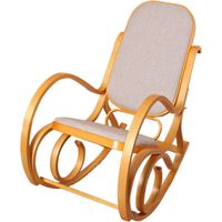 Fauteuil à bascule Tokyo imitation chêne tissu beige
