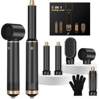 airstyler Airbrush 5 en 1 Brosse Soufflante 5 en 1, Seche Cheveux 5 en 1 avec Seche Cheveux Boucleur, Brosse Souflante, Thermal Brush, Air Styler 5 en 1 Pour Sécher, Boucler, Lisser, Cadeau Noel Femme