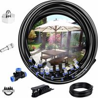 Sistema di nebulizzazione, 10 m, sistema di irrigazione per esterni, sistema di raffreddamento ideale per gazebo, giardino e patio, 12 ugelli (nero)