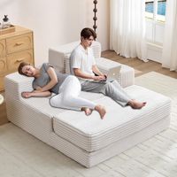 WUMAGIN - Canapé convertible - 1 Place - 152x137x 80cm - Améliorer la qualité du sommeil - Tissu en velours côtelé - Facile à installer - Pour Salon, Chambre - Blanc