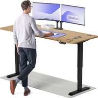 Desktronic Bureau assis debout HomePro - 200x80cm - Chêne/Noir