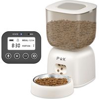 Futterautomat Katze, 3L Automatischer Futterspender Katze, 180 Tage Lange Batterielebensdauer, 10S-Sprachaufforderung und Edelstahlschüssel, bis zu 4 Mahlzeiten pro Tag, Beige