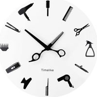 Wanduhr mit Friseurwerkzeugen, modernes 3D-Quarzwerk, geräuschlos, Schönheitsuhr, Dekoration, Geschenk