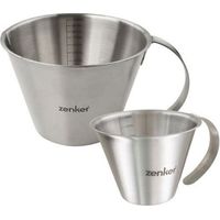 Lot de 2 tasses doseuses graduées ZENKER inox 250 ml et 1 L, bec anti-gouttes