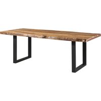 Table à manger 180x90 en bois de Sheesham sablé bois naturel pieds en U anthracite mat FREEFORM 5