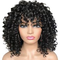 Short Curly Afro Wigs for Black Women Curly Wig with Bangs Natural Afro Wigs for Cosplay Party