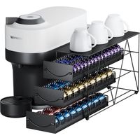 Contenir 90 dosettes Vertuo, organisateur de dosettes N à 3 niveaux, support de rangement de capsules de café en métal - Comptoir de café de cuisine à domicile.