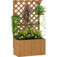 Letto per Orto Rialzato con Traliccio Pergola, 64x33x122 cm, Legno