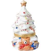 Bougeoir en céramique pour sapin de Noël, boîte à bijoux ours peinte à la main, organiseur à bijoux à charnière, décorations de Noël pour la maison et cadeaux,Blanc