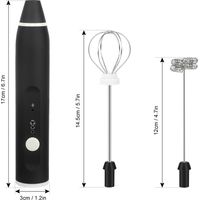 Ortviai Fouet Électrique Portatif Rechargeable USB avec 2 Fouets en Acier Inoxydable, 3 Vitesses Réglables, Noir