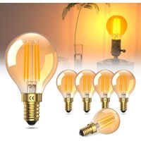 Lampadina LED E14 da 4W, luce bianca calda 2200K, vetro ambrato, equivalente a una lampadina a incandescenza G45 da 40W, 220-240V AC, confezione da 6