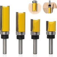 4 PCS 1/4\" Routeur de Fraise à Bois Fraise a Copier (4 tailles) en Acier Allié de Haute Aualité la Lame 11,9 mm, 20 mm, 25 mm, 38 mm pour le Bois Massif, le Panneau de Particules, le MDF, etc