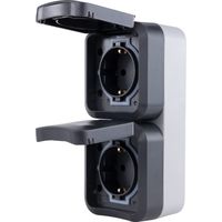 REV - AquaStorm, doppia presa, presa per ambienti umidi, IP55, bipolare, montaggio verticale, 230 V, 16 A, antracite
