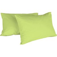 Italian Bed Linen Max Color Coppia di Federe Tinta Unita, 100% Cotone, Verde Acido, 52 x 82 cm