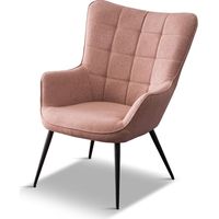 Vera Linen / Velvet Occasional Lounge Living Room Accent Chair Armchair Metal Legs Pink without Footstool