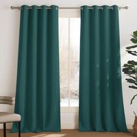 Lot de 2 Rideau Occultant Thermique Isolant Anti Froid et Chaleur 140x244 (lxH) Tenture Opaque à Oeillets Isolation Lumiere Uv Decoration Chambre Maison Salon Intérieurs, Vert Foncé