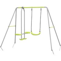 Columpio Jardin Extérieur avec 1 Columpio Simple 1 Planeador Anti-UV Gris Vert 255x160x180 cm