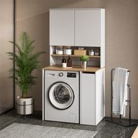 Armoire machine à laver Viktor, Blanc/Artisan, 93.6x88.2cm 2 pièces avec étagère, Vicco