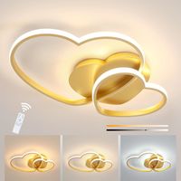 COMELY 48W LED Ceiling Light, Dimmable Gold Ceiling Light Fixture Living Room, Remote Control/APP Heart Shape Ceiling Lamp for Bedroom, Kitchen, Dining Room, Balcony, 3000K-6500K