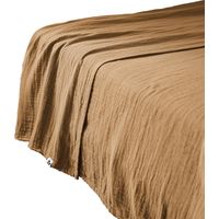 Drap plat 240x300 cm Gaze de coton unie GAIA coloris Marron Camel