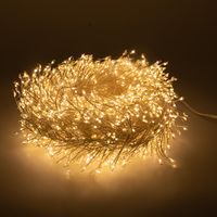 Guirlande minicluster LUCCIKA Home 10 m chaine 9,5 cm 1000 lumie'res microled pour sapin de Noel 1,5 mm Blanc Chaud 31V avec 8 jeux de lumie're IP44 cable me'tal argente' pour usage inte'rieur exte'