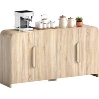 Credenza Cucina con 2 Armadietti, Ante Soft-Close e Ripiani Regolabili, 157x39x82 cm, Naturale